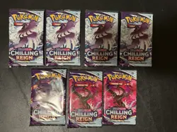 Pokemon Chilling Reign Booster Pack 10 Cards, Official TCG, New Sealed - 7 Packs - Image 1