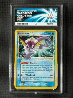 ACE 6 Vaporeon 102/108 Gold Star Pokemon Card Ex Power Keepers EX-MT - Image 1