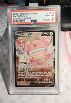 2022 POKEMON SWORD & SHIELD SILVER TEMPEST #TG22 FULL ART/BLISSEY V PSA 10 - Image 1