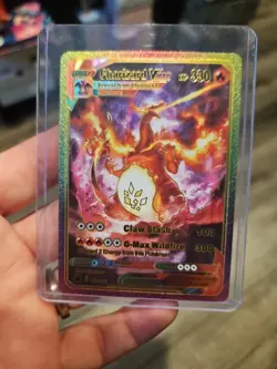 Charizard Vmax Rainbow Foil Fan Art Vinyl Textured Collector Pokemon Wildfire - Image 1