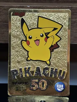 Meiji Pikachu Gold Foil Card Vintage 1998 Japanese Pokemon Promo Rare - Image 1