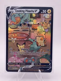 Pokemon Cooking Pikachu V Full Art Custom Pokemon Holo Foil Card - Image 1