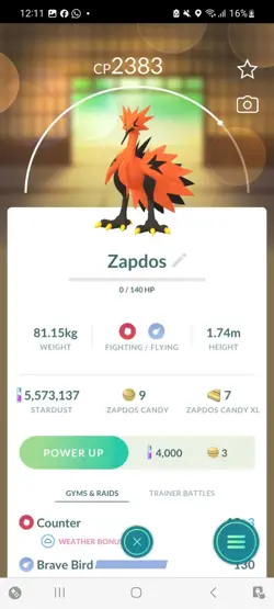 Pokemon Go Legendary Galerian Zapdos ( Normal ) - Image 1
