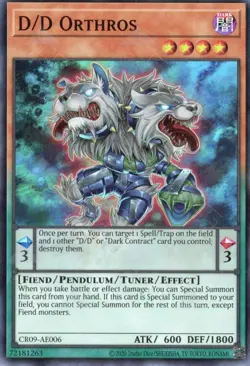 Yugioh Asian-English D/D Orthros CR09-AE006 Super Rare - Image 1