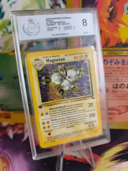 Pokemon Card Magneton Fossil Deutsch 1. Edition Holo German Japanese PSA / PGS 8 - Image 1