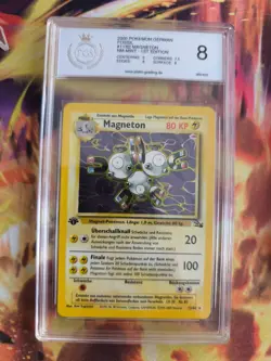 Pokemon Card Magneton Fossil Deutsch 1. Edition Holo German Japanese PSA / PGS 8 - Image 2