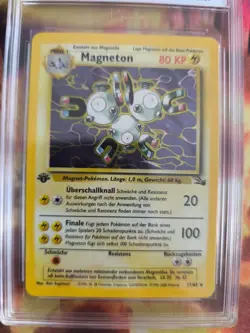 Pokemon Card Magneton Fossil Deutsch 1. Edition Holo German Japanese PSA / PGS 8 - Image 3