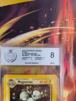 Pokemon Card Magneton Fossil Deutsch 1. Edition Holo German Japanese PSA / PGS 8 - Image 4