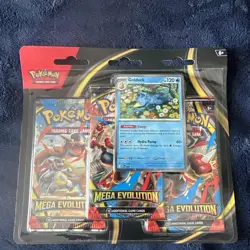 Pokemon TCG: Mega Evolution Three Booster Blister Pack Golduck Promo NEW Sealed - Image 1