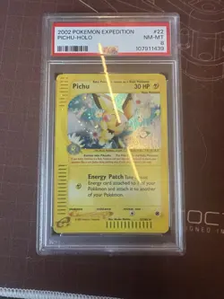 2002 POKEMON EXPEDITION #22 PICHU-HOLO PSA 8 - Image 1