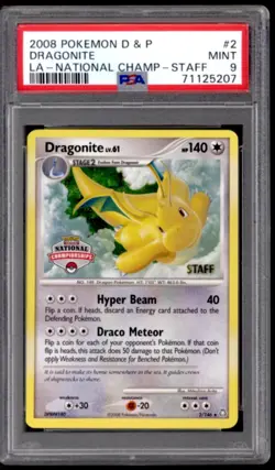 Pokemon D&P LA National Championship STAFF Promo Dragonite 2/146 PSA 9 *207 - Image 1