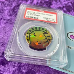 PSA 10 2015 Pikachu Pokemon Card Japanese Coin Promo Gem Mint Pokecoin Rainbow - Image 1