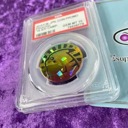 PSA 10 2015 Pikachu Pokemon Card Japanese Coin Promo Gem Mint Pokecoin Rainbow - Image 2