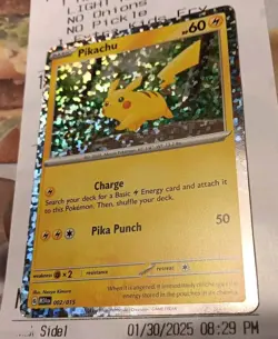 Pikachu New 2025 McDonalds Happy Meal Holo Pokemon Dragon Discovery Card 002/015 - Image 1