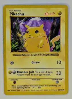Shadowless Pikachu Yellow Cheeks 58/102 Base Set 1999 Vintage Pokemon Card HP - Image 1