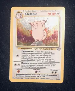 Pokemon TCG Clefable Jungle Holo Card 1/64 Unlimited Rare Vintage 1999 MP - Image 1