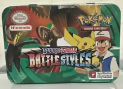 Pokemon Sword Shield Battle Styles Trading Card Collectors Tin Only - Image 1