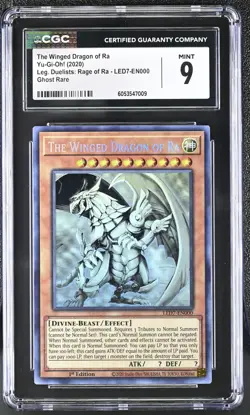 CGC 9 Yugioh The Winged Dragon of Ra LED7-EN000 2020 Ghost Rare 1st Edition *009 - Image 1
