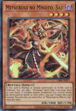 Yugioh Asian-English Mitsurugi no Mikoto, Saji CR09-AE077 Super Rare - Image 1