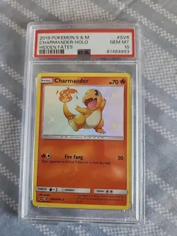 2019 POKEMON SUN & MOON HIDDEN FATES #SV6 CHARMANDER-HOLO PSA 10 - Image 1