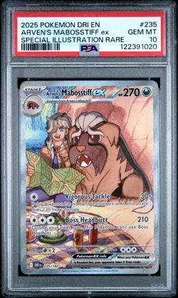 PSA 10 ARVEN'S MABOSSTIFF EX 235/182 SIR DESTINED RIVALS POKEMON 🌑 - Image 1