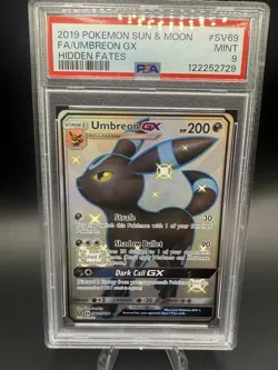 2019 POKEMON SUN & MOON HIDDEN FATES SV69 UMBREON GX SV69/SV94 PSA 9 - Image 1
