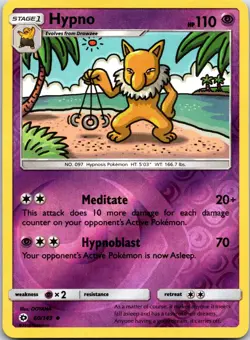 Pokemon TCG - Hypno Reverse Holo Uncommon SM Base Set 60/149 NM - Image 1
