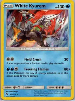 Pokemon TCG - White Kyurem Holo Rare SM - Lost Thunder 63/214 NM - Image 1