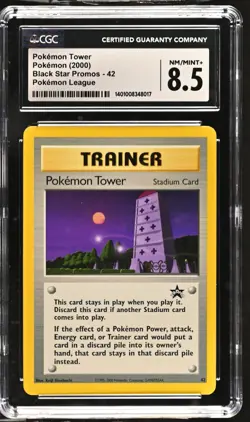CGC 8.5 MINT+ Pokemon Tower Black Star Promo 42 League Mint Non Holo 2000 - Image 1
