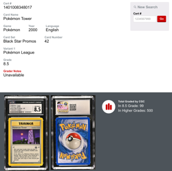 CGC 8.5 MINT+ Pokemon Tower Black Star Promo 42 League Mint Non Holo 2000 - Image 3