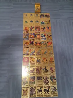 Lot Of 50 Gold Foil Pokemon Cards Pikachu Charizard Mewtwo Mew (Not TCG Legal) - Image 1