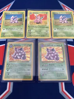 (5) Card Pokemon Base Set Lot Nidoran Nidorino Nidoking READ DESCRIPTION !!!! - Image 1