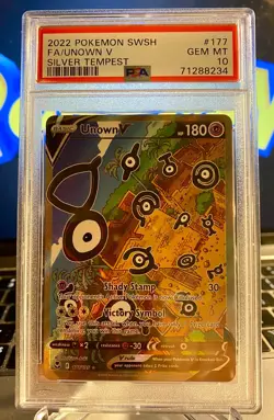 2022 Pokemon Silver Tempest Full Art UNOWN V #177 PSA 10 Gem Mint - Image 1