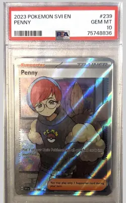 Pokemon Penny Scarlet & Violet Ultra Rare Full Art #239 PSA 10 Gem Mint - Image 1