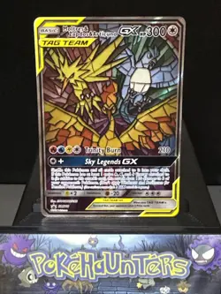 Pokemon Card Moltres & Zapdos & Articuno GX SM210 Hidden Fates Promo Near Mint - Image 1