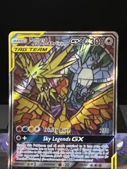 Pokemon Card Moltres & Zapdos & Articuno GX SM210 Hidden Fates Promo Near Mint - Image 2