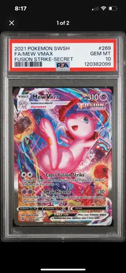 2021 POKEMON SWORD & SHIELD FUSION STRIKE SECRET #269 FULL ART/MEW VMAX PSA 10 - Image 1