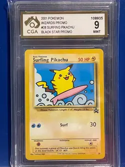 Surfing Pikachu #28 Pokemon Black Star Promo Card tcg wotc CGA MINT 9 - Image 1