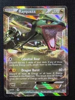 Pokemon TCG Rayquaza EX Dragons Exalted Holo Card 85/124 Ultra Rare LP Condition - Image 1