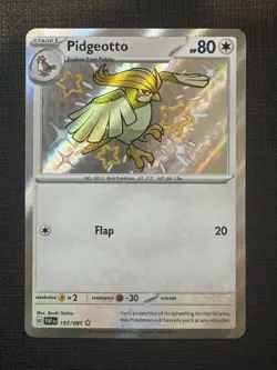 Pokemon TCG Pidgeotto 197/091 Paldean Fates Shiny Rare Card Near Mint Condition - Image 1