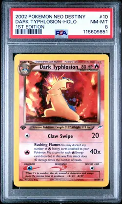2002 Pokemon Neo Destiny #10 Dark Typhlosion Holo 1st Edition PSA 8 NM-MINT - Image 1