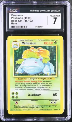 CGC 7 Venusaur 1999 Base Set 15/102 Holo Pokemon Card - Image 1