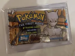 1999 Pokemon The First Movie Topps Booster Pack Mewtwo Art - Sealed Vintage - Image 1