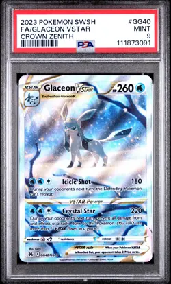 Glaceon VSTAR GG40/GG70 Galarian Gallery Pokemon Crown Zenith PSA 9 #3091 - Image 1