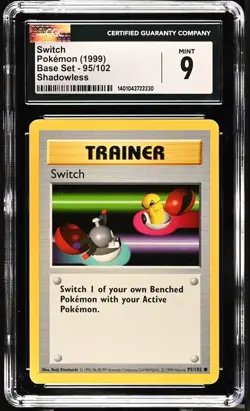 Pokemon TCG CGC 9 SWITCH 95/102 Base Set Shadowless 95/102 Graded Slab - Image 1