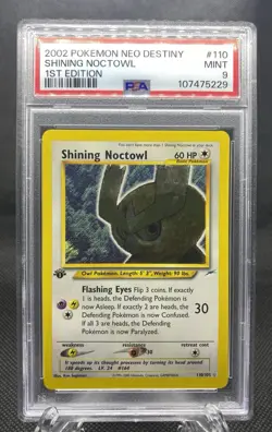 2002 Pokemon Neo Destiny 1st Edition Shining Noctowl 110/105 PSA 9 Mint - Image 1