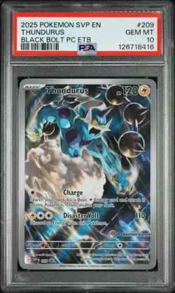 2025 POKEMON SVP EN-SV BLACK STAR PROMO #209 THUNDURUS BLACK BOLT PC ETB PSA 10 - Image 1