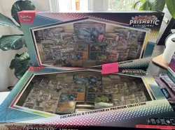 2 x Pokemon Prismatic Evolutions Lucario EX and Tyranitar EX Premium Collection - Image 1