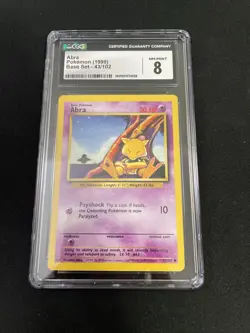 Pokemon Base Set Abra 43/102 CGC 8 NM/MINT + - Image 1