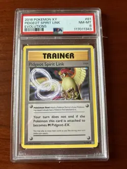Pokemon TCG PSA 8 2016 XY Evolutions Pidgeot Spirit Link Trainer Card Set 81/108 - Image 1